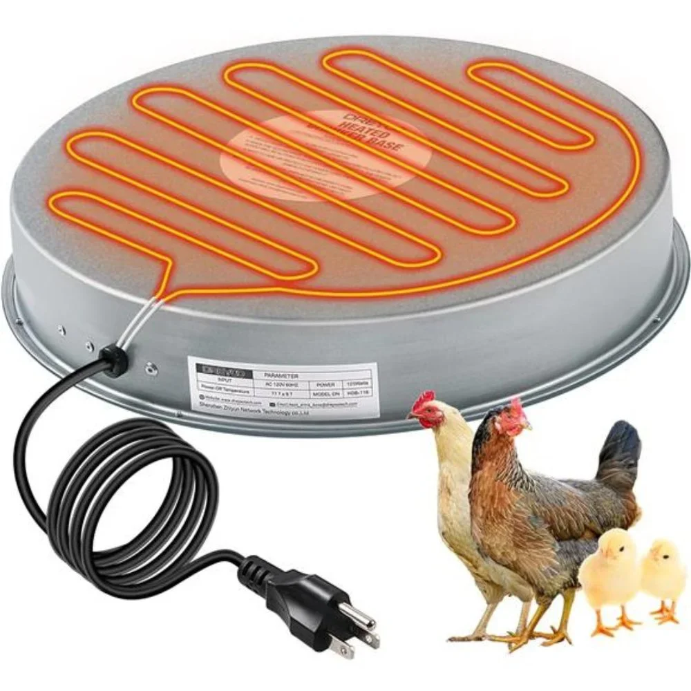 Poultry Waterer Drinker Heated Base, Chicken Water Heater 125 Watts for Winter